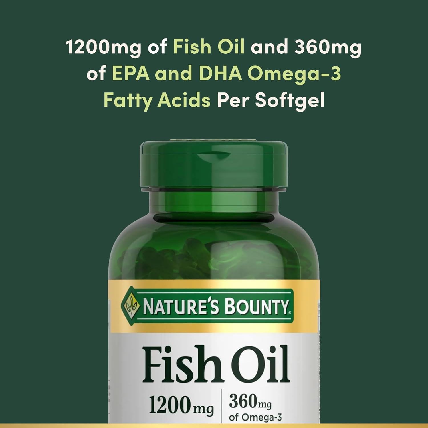 Fish Oil, Supports Heart Health, 1200 Mg, 360 Mg Omega-3, Rapid Release Softgels, 200 Ct