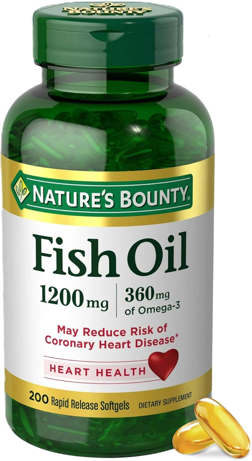 Fish Oil, Supports Heart Health, 1200 Mg, 360 Mg Omega-3, Rapid Release Softgels, 200 Ct